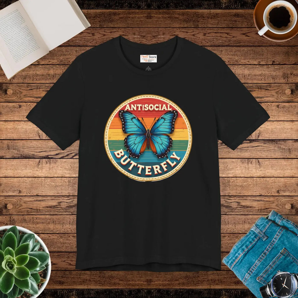 Antisocial Butterfly Graphic Tee - Premium Jersey Fabric - DipaliZ