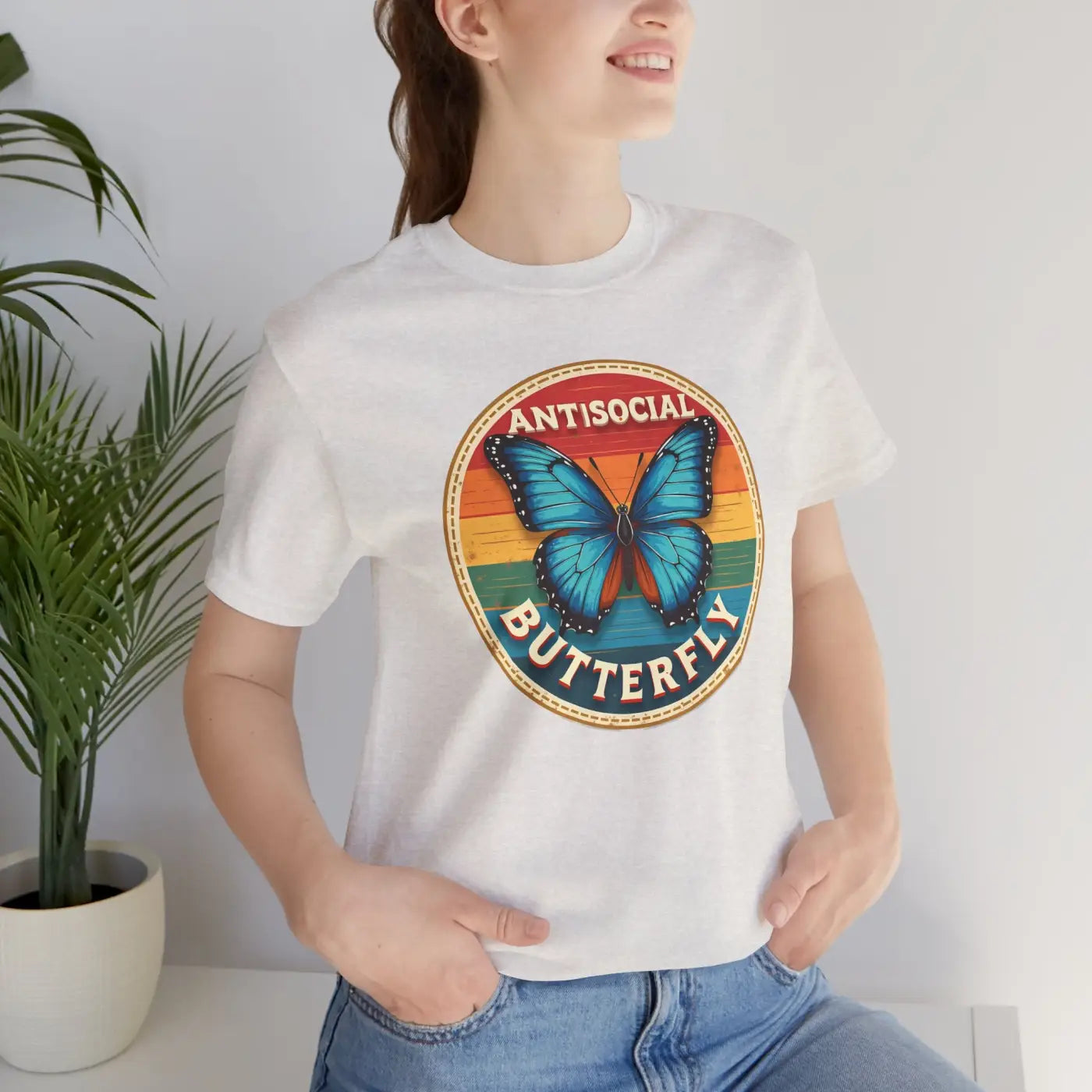 Antisocial Butterfly Graphic Tee - Premium Jersey Fabric - DipaliZ