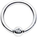 18G 5/16 Clear CZ Gem Steel 3mm Ball BCR Captive Ring