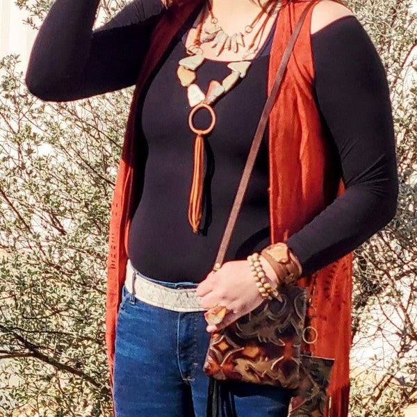 Aqua Terra Necklace with Hoop and Fringe Tassel