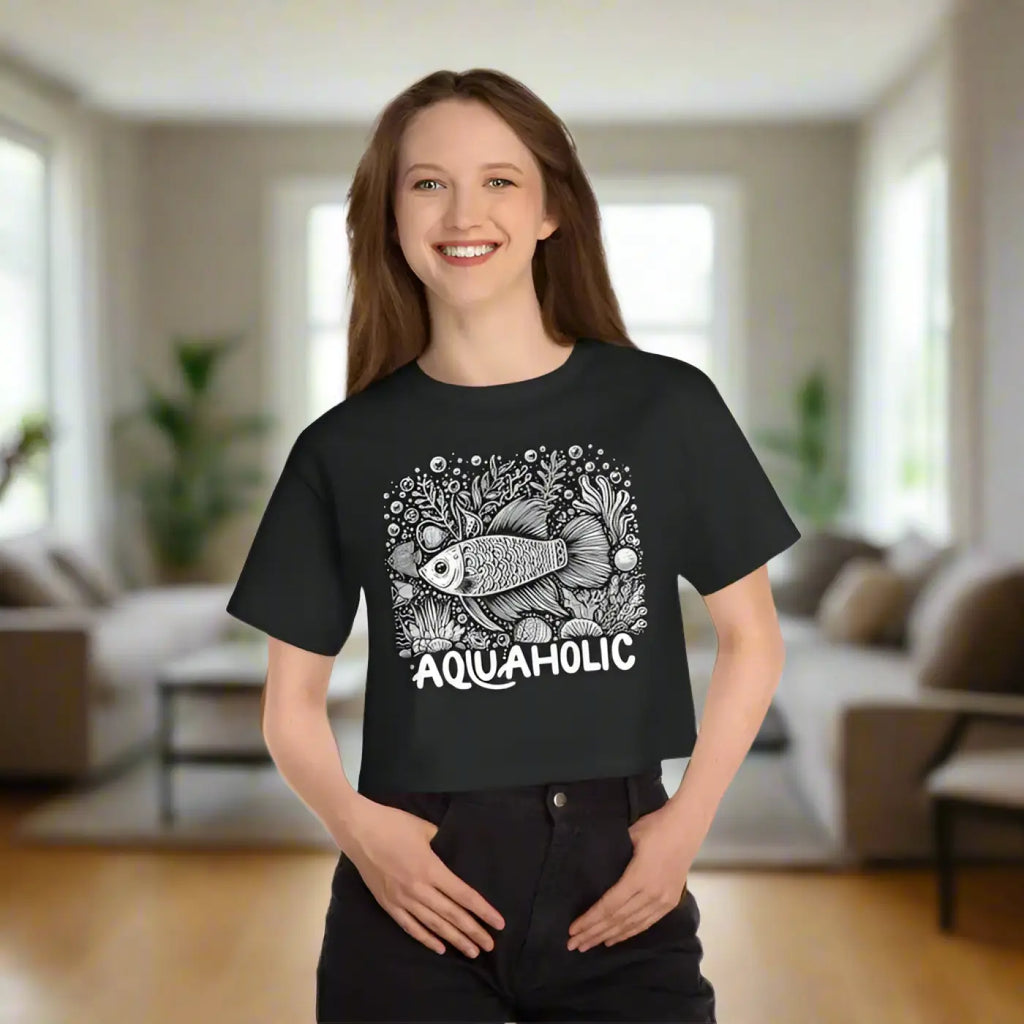 Aquaholic Cropped T-Shirt - Sea-Inspired Style - DipaliZ