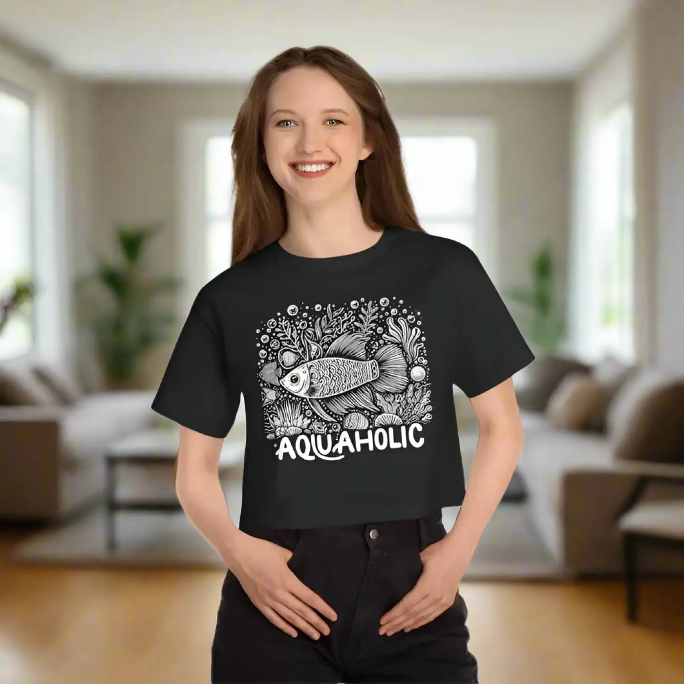 Aquaholic Cropped T-Shirt - Sea-Inspired Style - DipaliZ