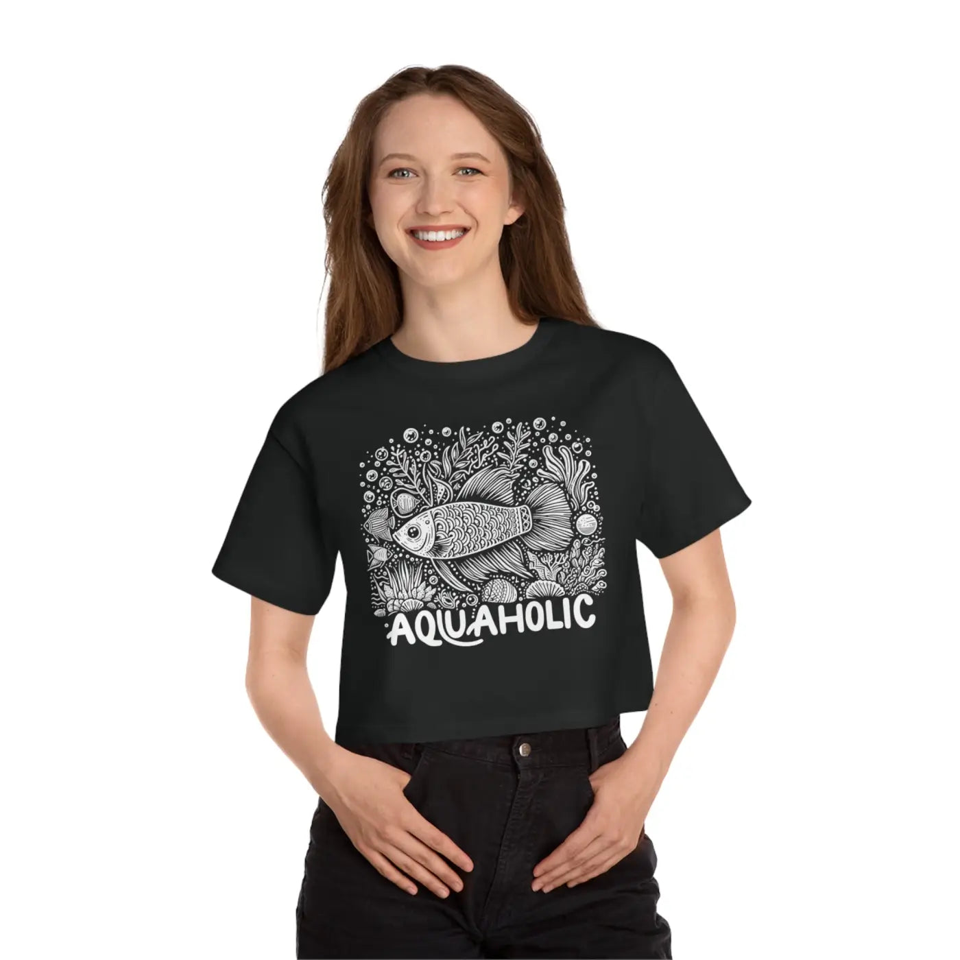 Aquaholic Cropped T-Shirt - Sea-Inspired Style - DipaliZ