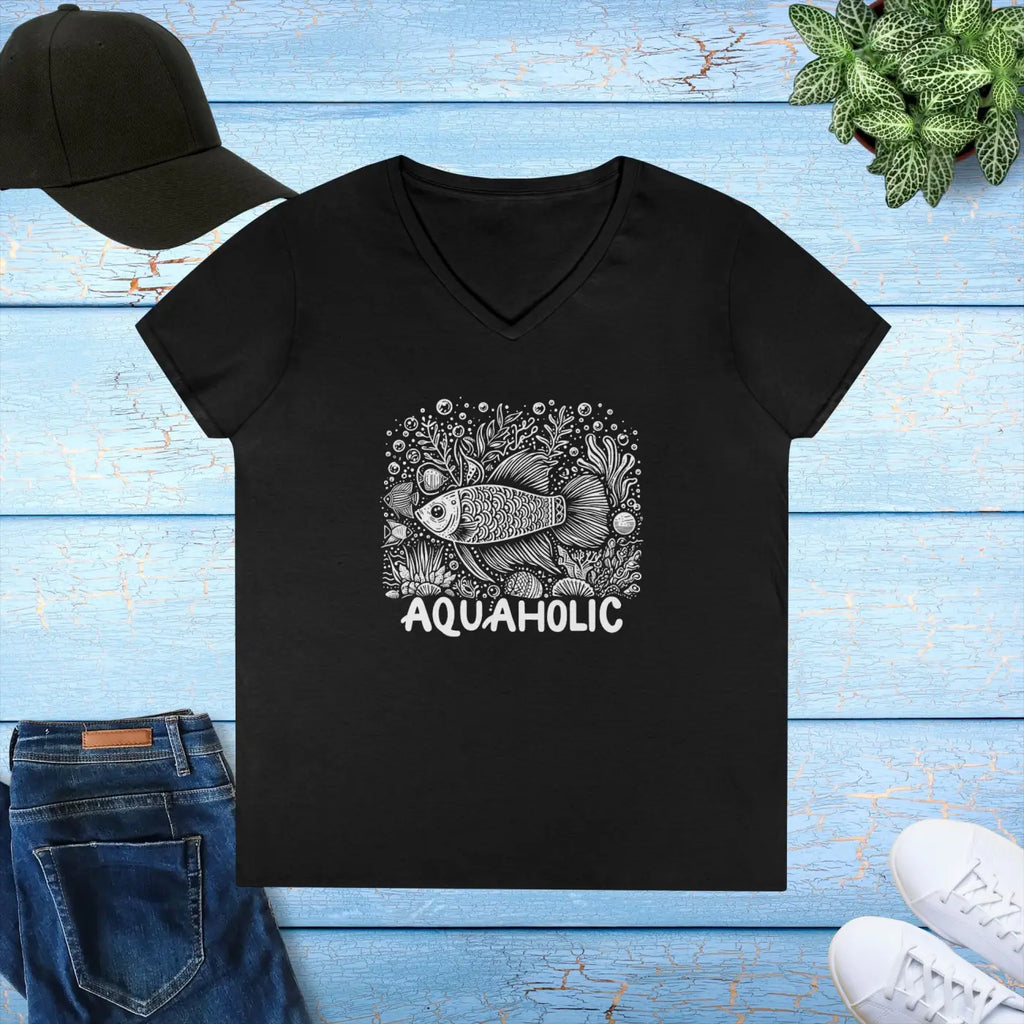 Aquaholic Ladies V-Neck T-Shirt - Elevates Everyday Style - DipaliZ