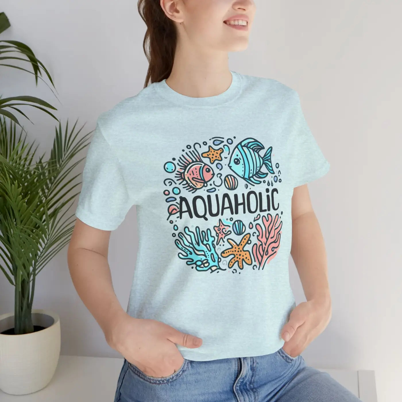 Aquaholic Unisex T-Shirt - Ocean Enthusiasts Beach Lovers - DipaliZ