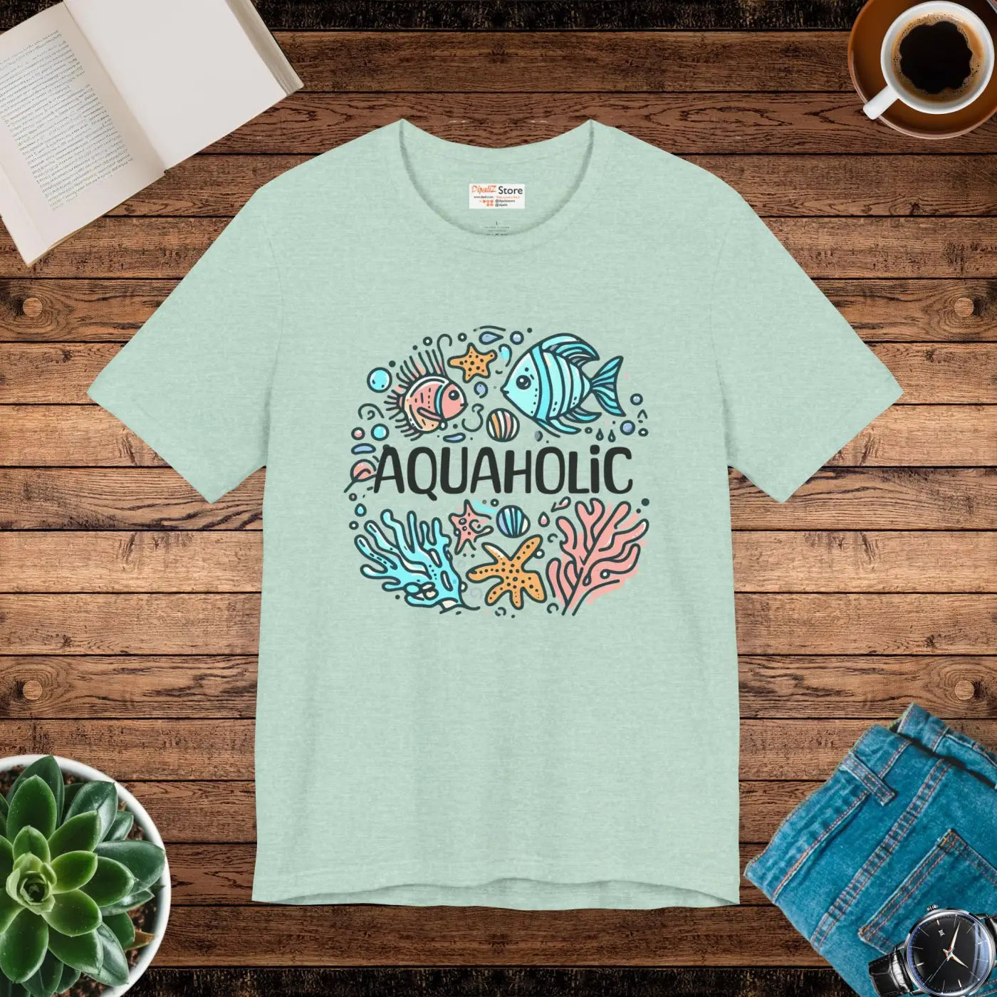 Aquaholic Unisex T-Shirt - Ocean Enthusiasts Beach Lovers - DipaliZ