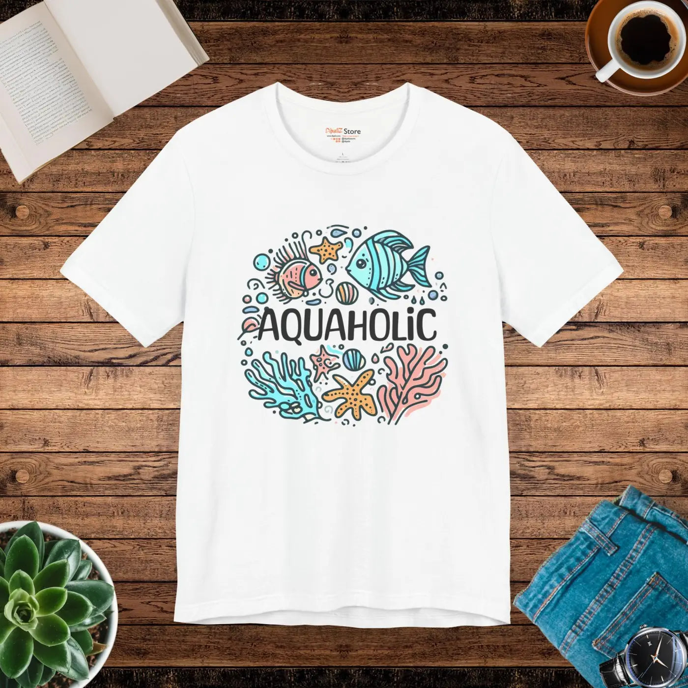 Aquaholic Unisex T-Shirt - Ocean Enthusiasts Beach Lovers - DipaliZ