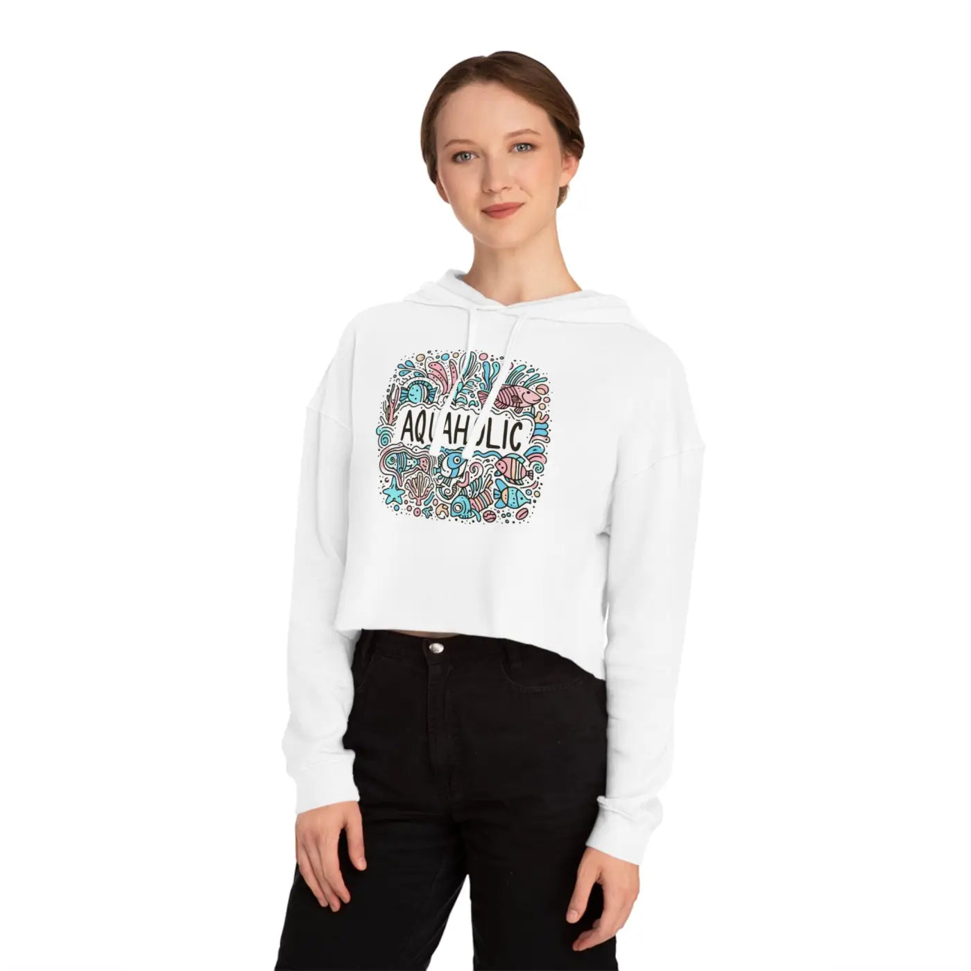 Cropped Hooded Sweatshirt - Beach Vibe Pastel Style - DipaliZ