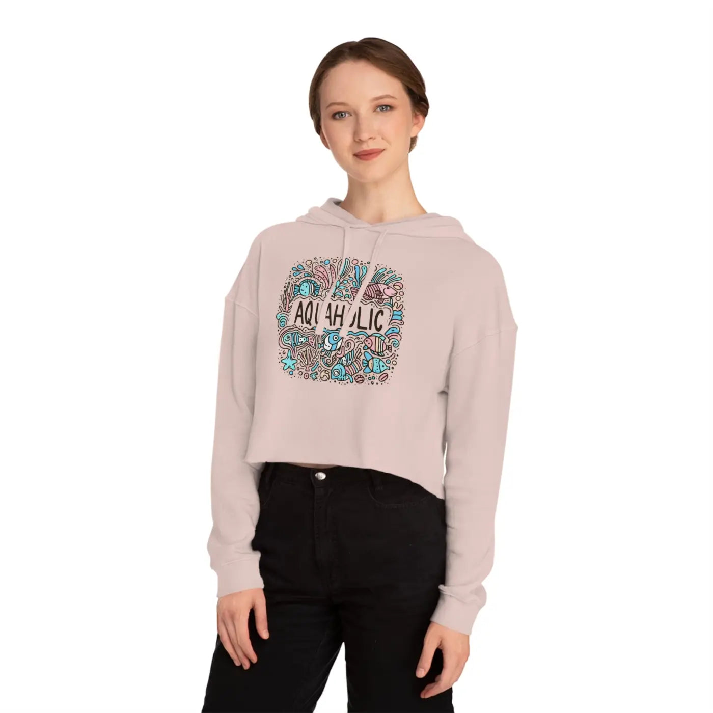 Cropped Hooded Sweatshirt - Beach Vibe Pastel Style - DipaliZ
