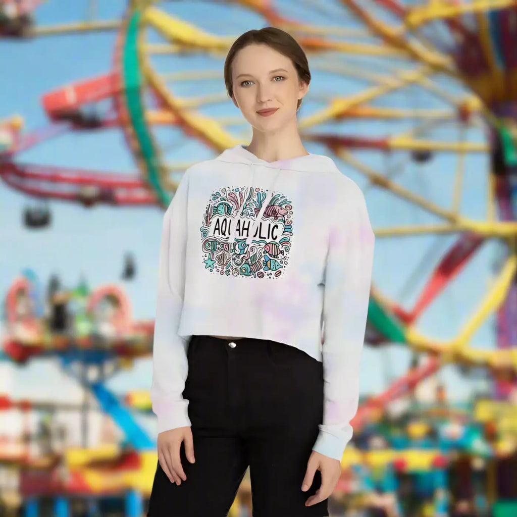 Cropped Hooded Sweatshirt - Beach Vibe Pastel Style - DipaliZ