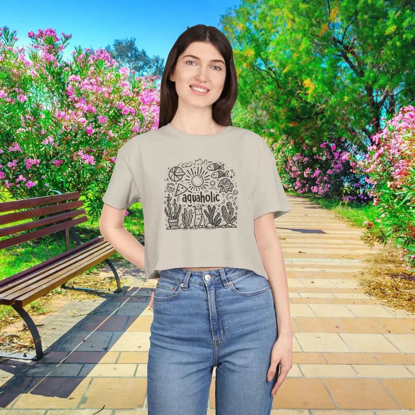 Women's Crop Tee - Bold Beach Vibes Summer Style - DipaliZ