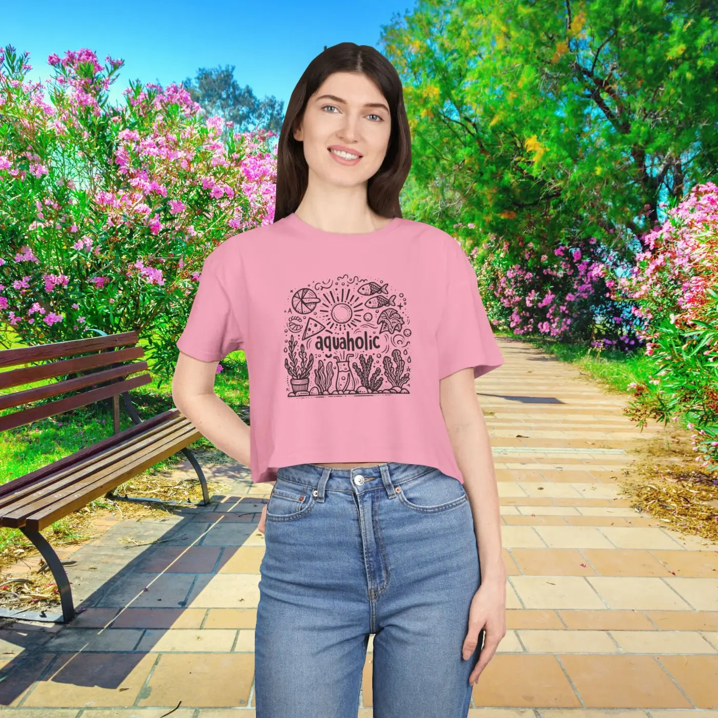 Women's Crop Tee - Bold Beach Vibes Summer Style - DipaliZ