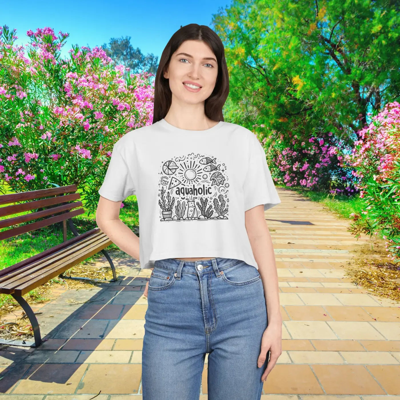 Women's Crop Tee - Bold Beach Vibes Summer Style - DipaliZ