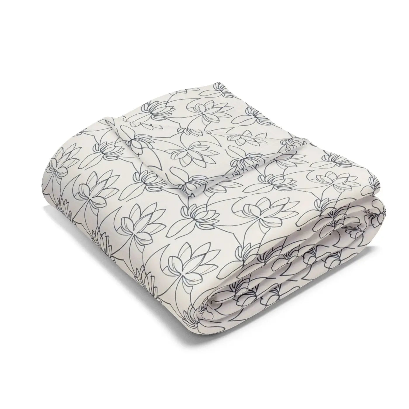 Arctic Fleece Blanket - Cozy Lotus Pattern Winter Warmth - DipaliZ