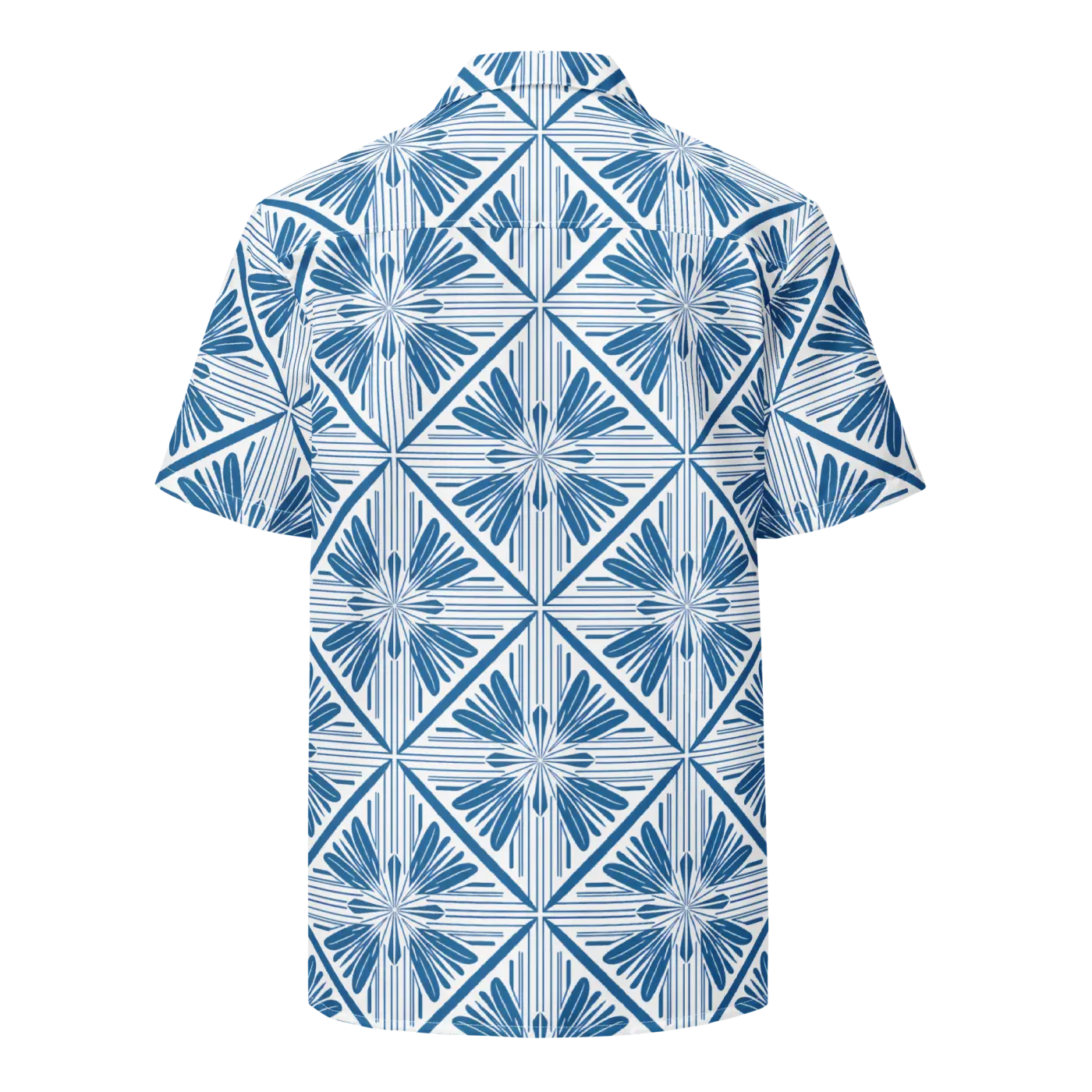 Art Deco Capri Blue Unisex Button Shirt - Summer Cool - DipaliZ