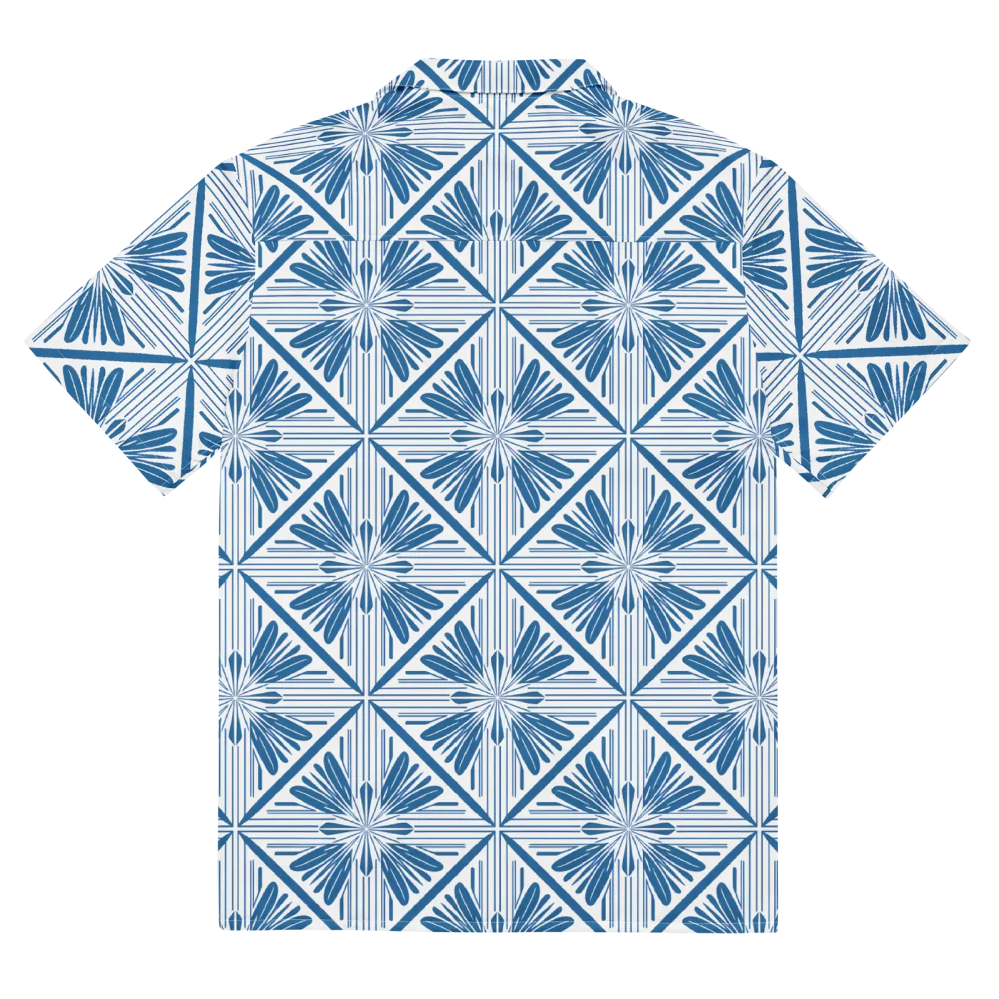 Art Deco Capri Blue Unisex Button Shirt - Summer Cool - DipaliZ