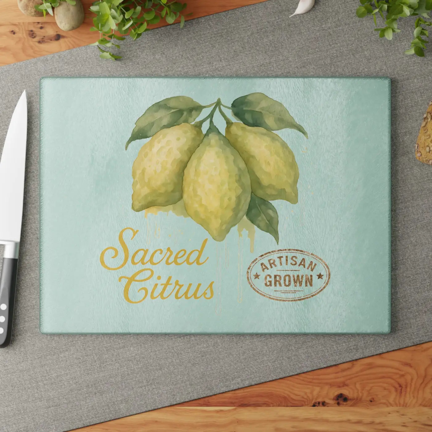 Premium Artisan Lemon Glass Cutting Board - Vibrant Citrus - DipaliZ
