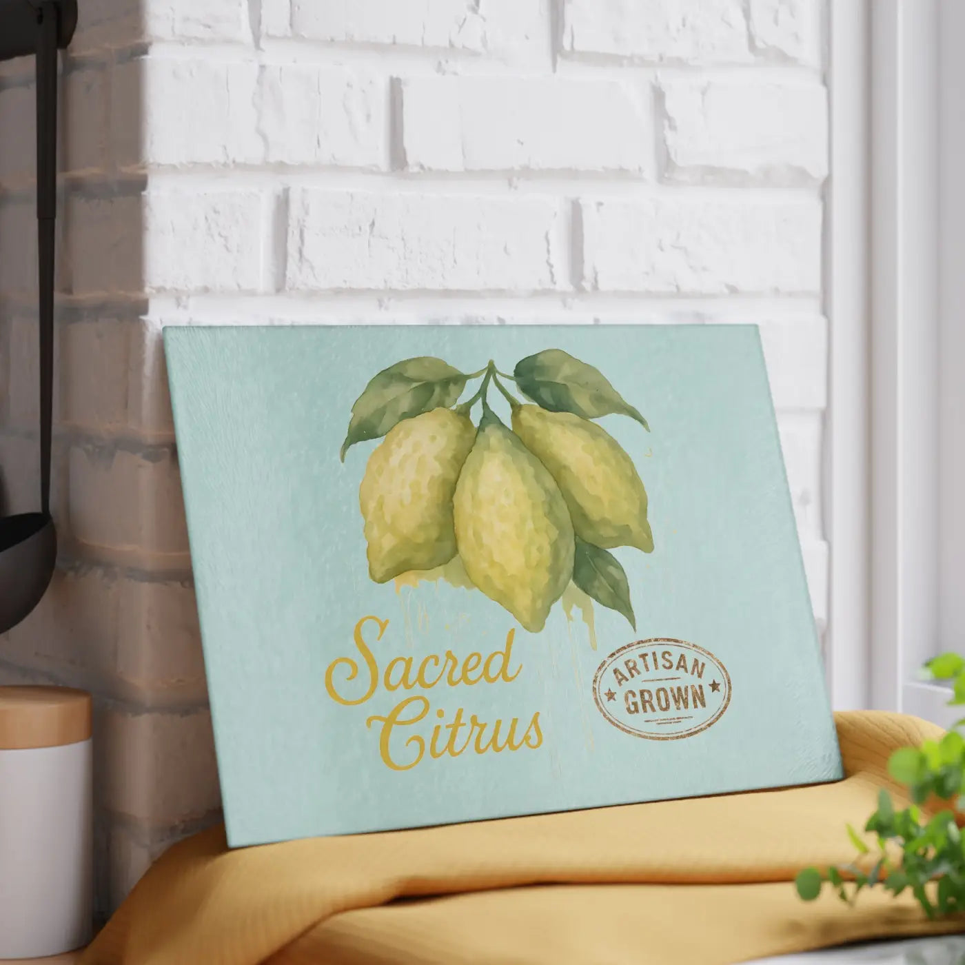 Premium Artisan Lemon Glass Cutting Board - Vibrant Citrus - DipaliZ