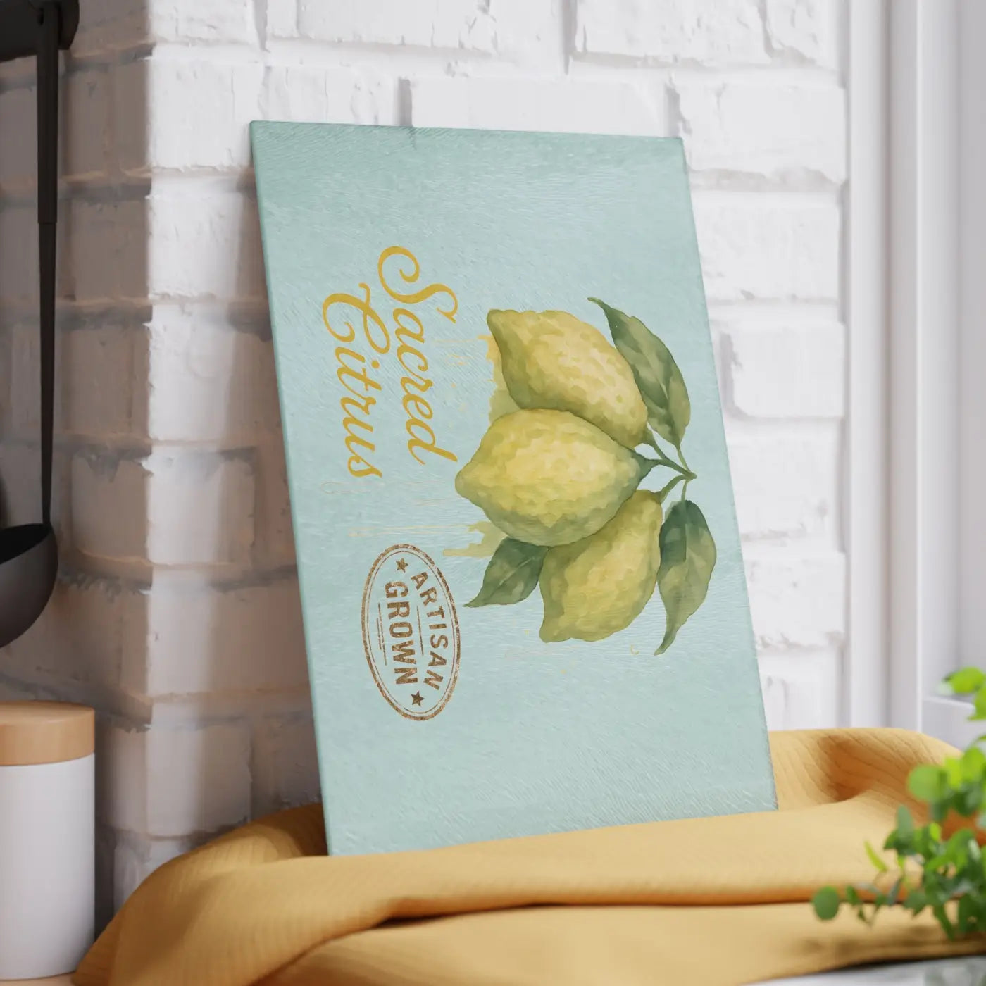 Premium Artisan Lemon Glass Cutting Board - Vibrant Citrus - DipaliZ