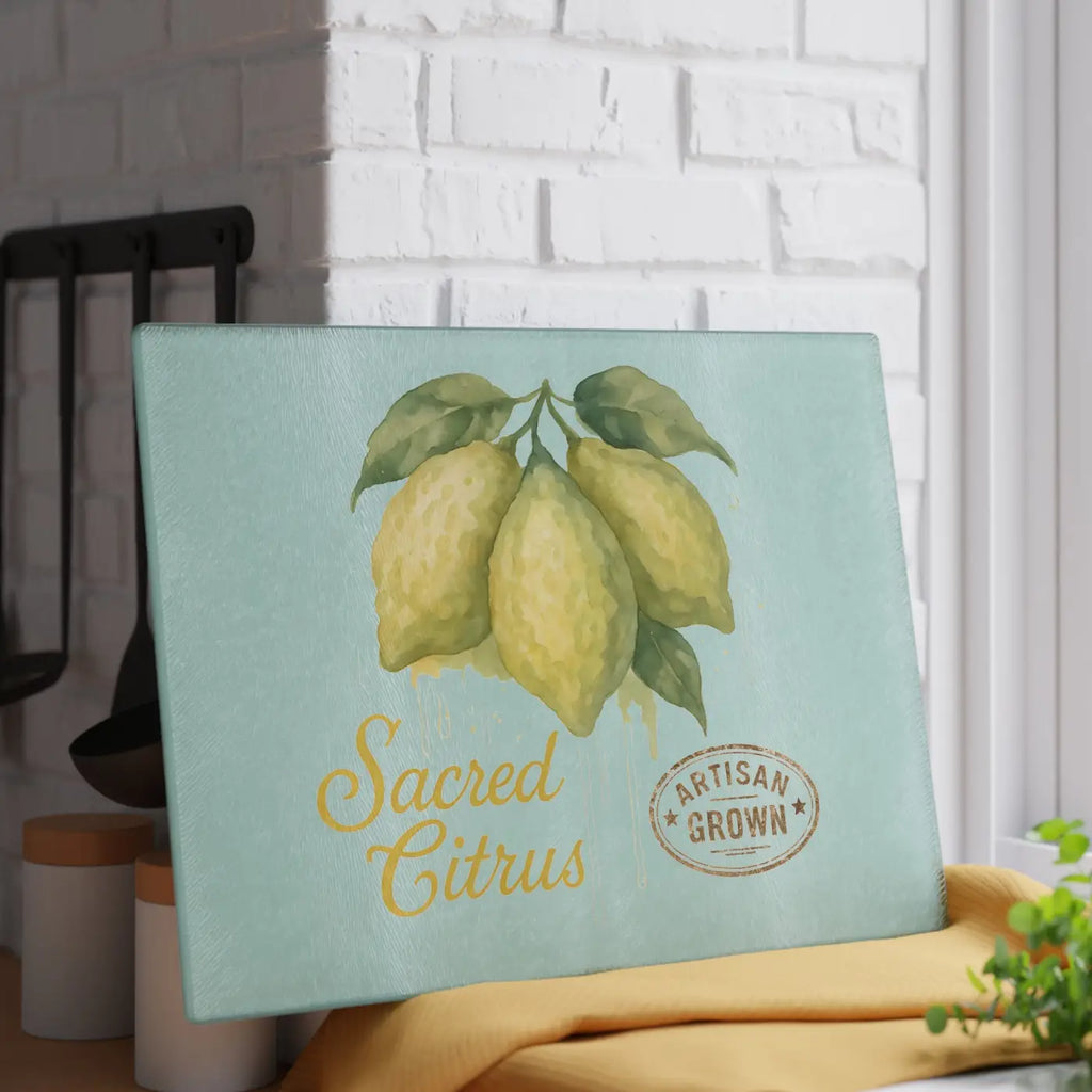 Premium Artisan Lemon Glass Cutting Board - Vibrant Citrus - DipaliZ