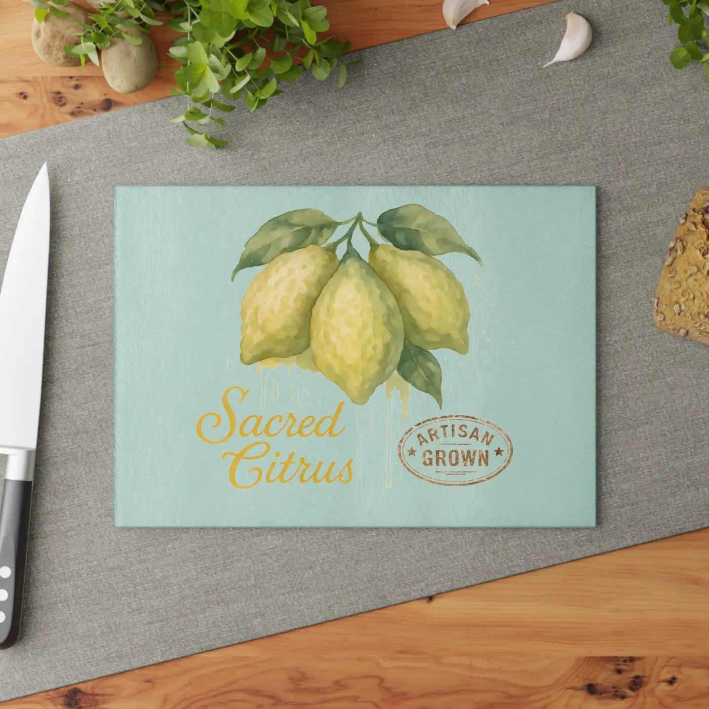 Premium Artisan Lemon Glass Cutting Board - Vibrant Citrus - DipaliZ