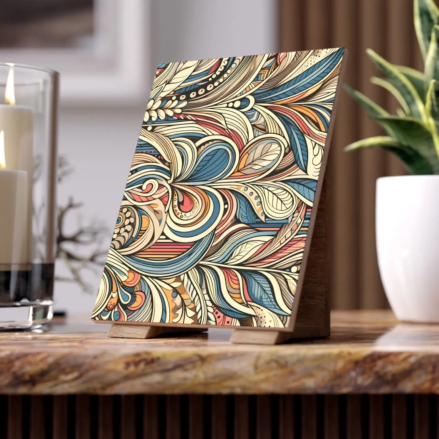 Artistic Ceramic Photo Tile - Colorful Wall Decor - DipaliZ