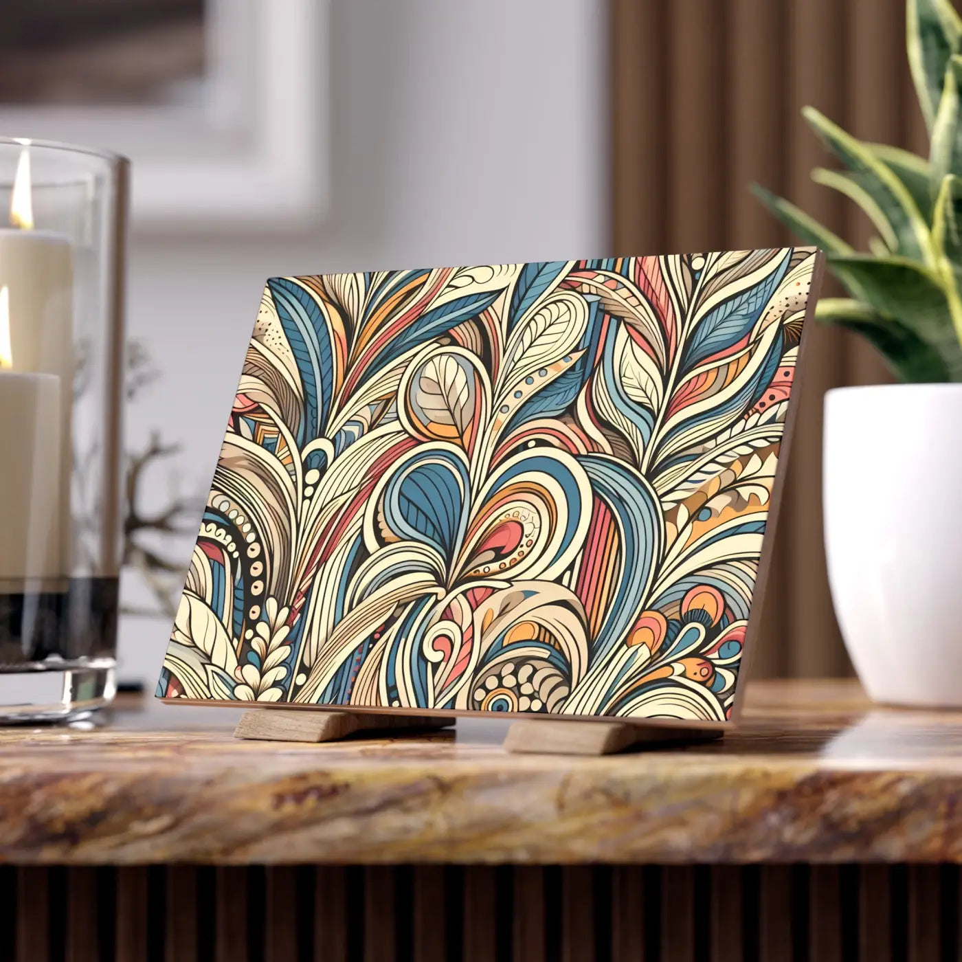Artistic Ceramic Photo Tile - Colorful Wall Decor - DipaliZ