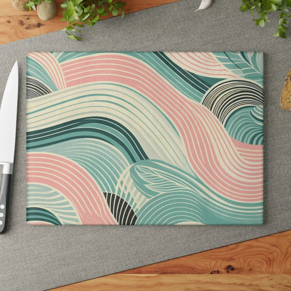 Artistic Waves Glass Cutting Board - Kitchen Décor - DipaliZ