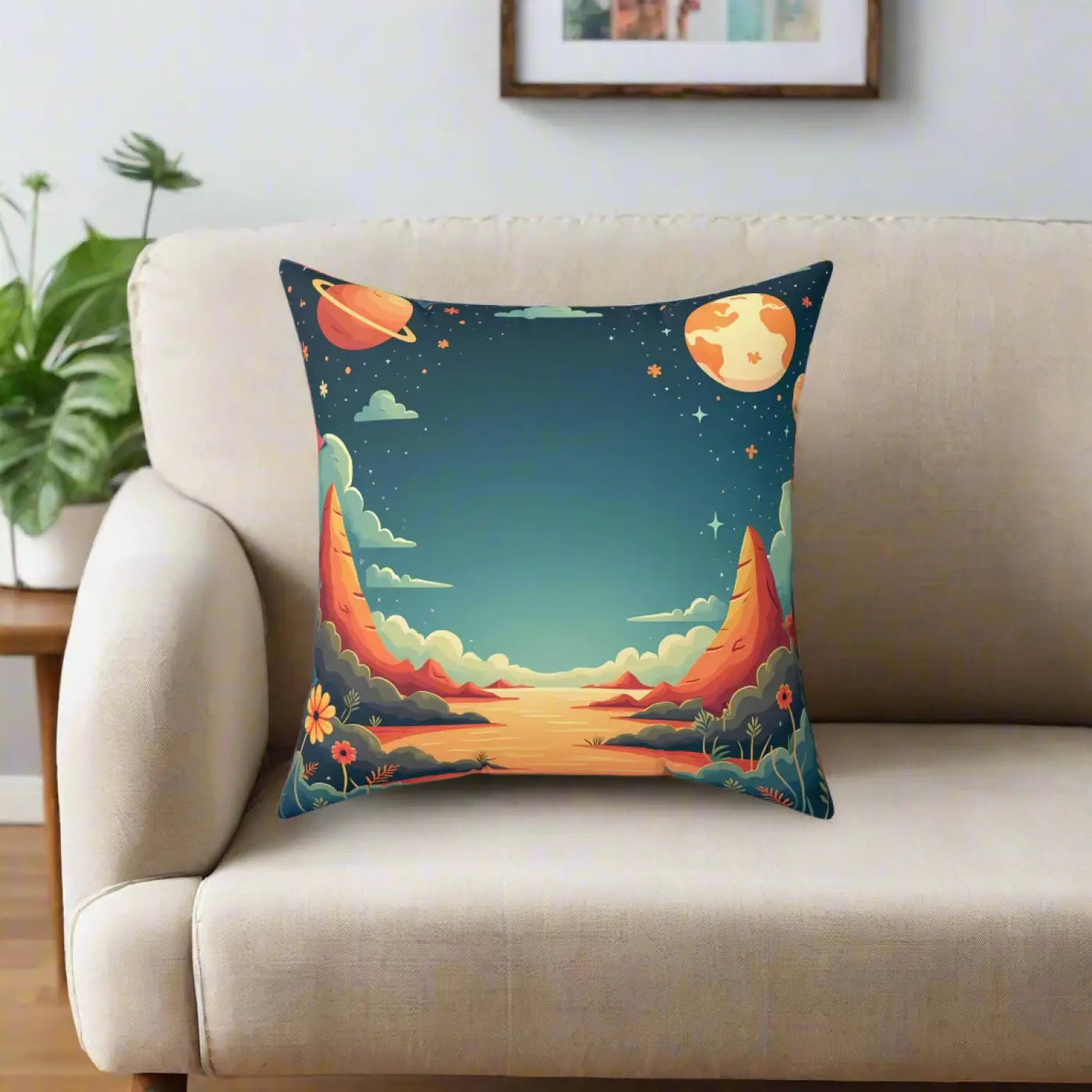 Astral Landscape Decorative Pillow - Cosmic Home Vibes - DipaliZ