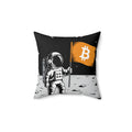 Astronaut Bitcoin Flag Spun Polyester Square Pillow - DipaliZ