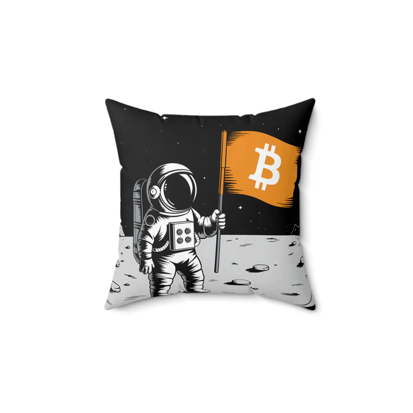 Astronaut Bitcoin Flag Spun Polyester Square Pillow - DipaliZ