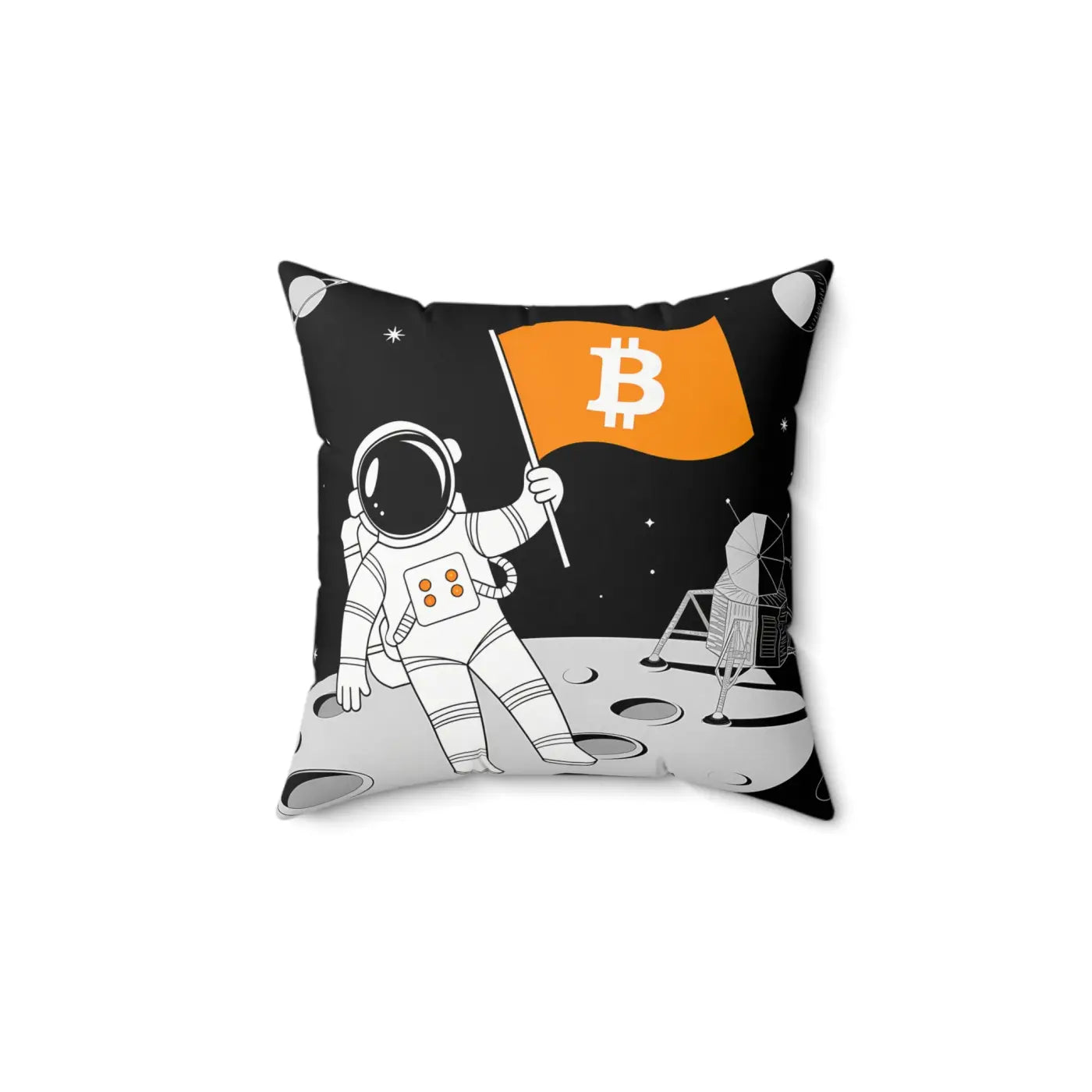 Astronaut Bitcoin Flag Polyester Square Pillow - Space Decor - DipaliZ