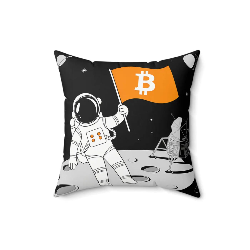 Astronaut Bitcoin Flag Polyester Square Pillow - Space Decor - DipaliZ