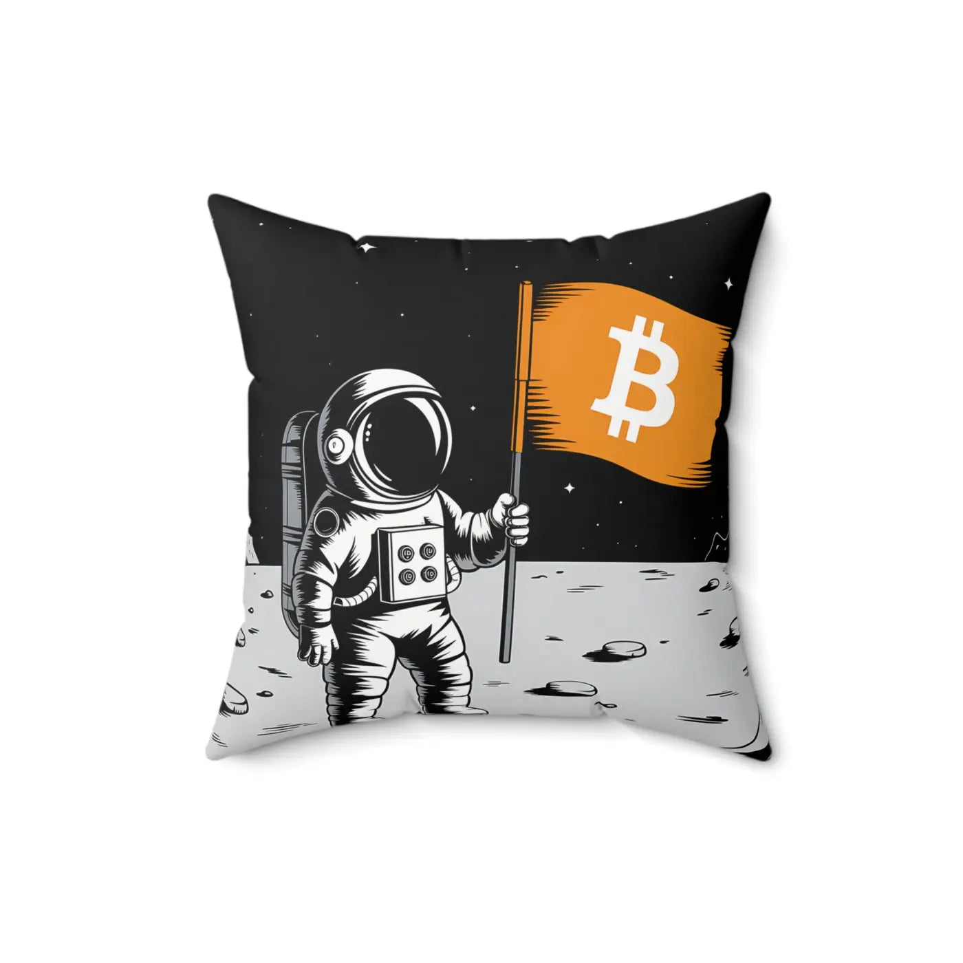 Astronaut Bitcoin Flag Spun Polyester Square Pillow - DipaliZ