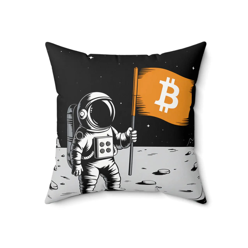Astronaut Bitcoin Flag Spun Polyester Square Pillow - DipaliZ
