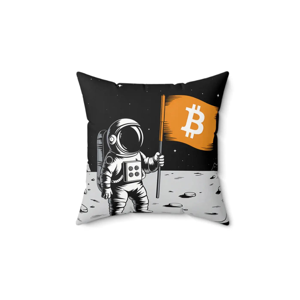 Astronaut Bitcoin Flag Spun Polyester Square Pillow - DipaliZ