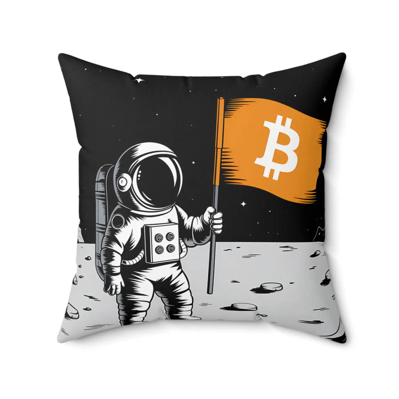 Astronaut Bitcoin Flag Spun Polyester Square Pillow - DipaliZ