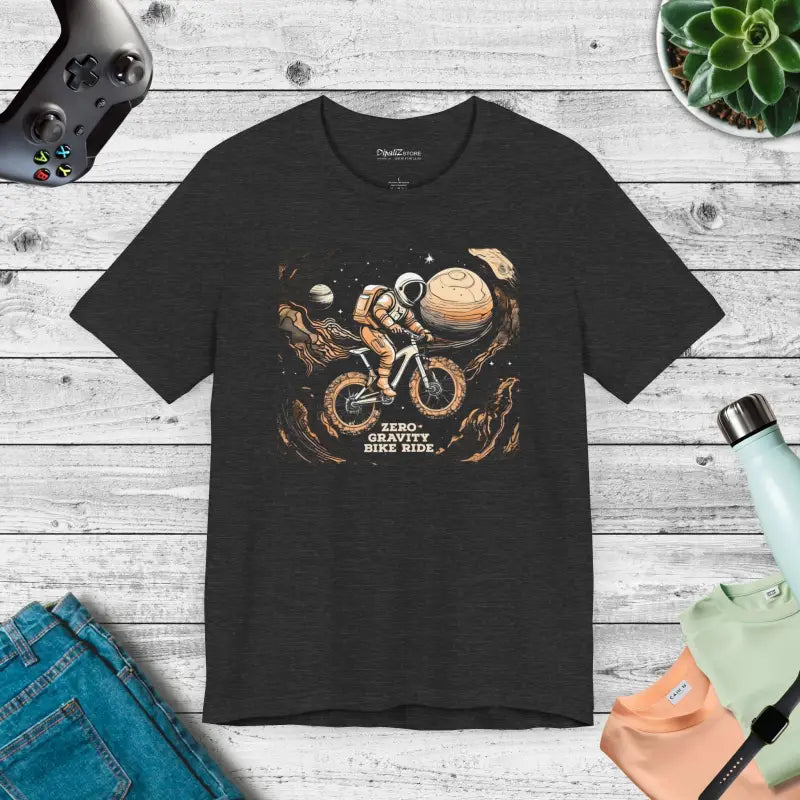 Unisex Jersey Short Sleeve Tee - Moon Astronaut Bike - DipaliZ