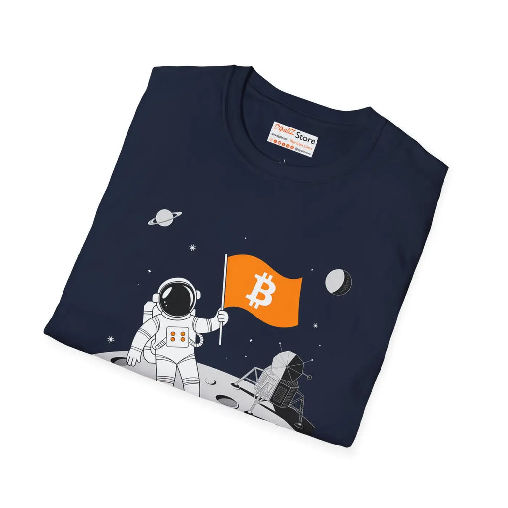 Moon Surface Astronaut Bitcoin Flag Unisex Tee - DipaliZ