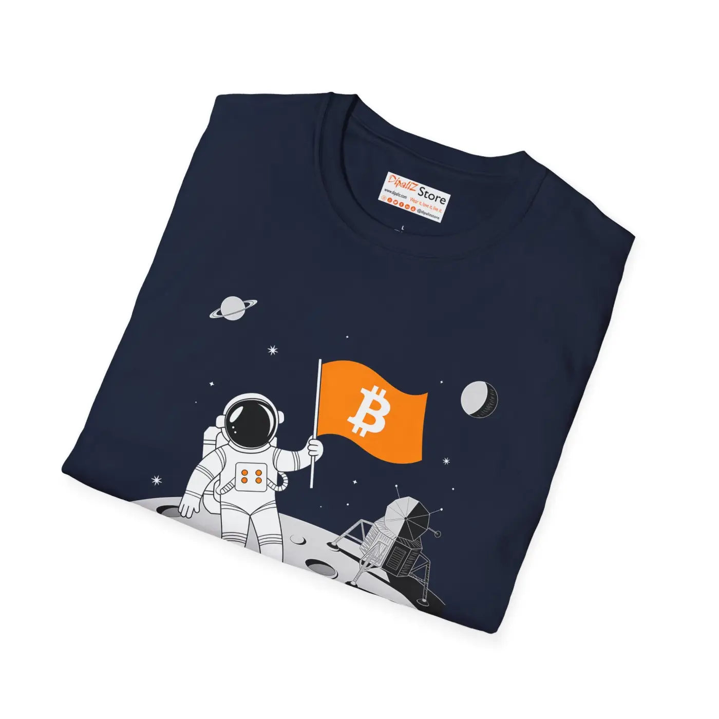 Moon Surface Astronaut Bitcoin Flag Unisex Tee - DipaliZ