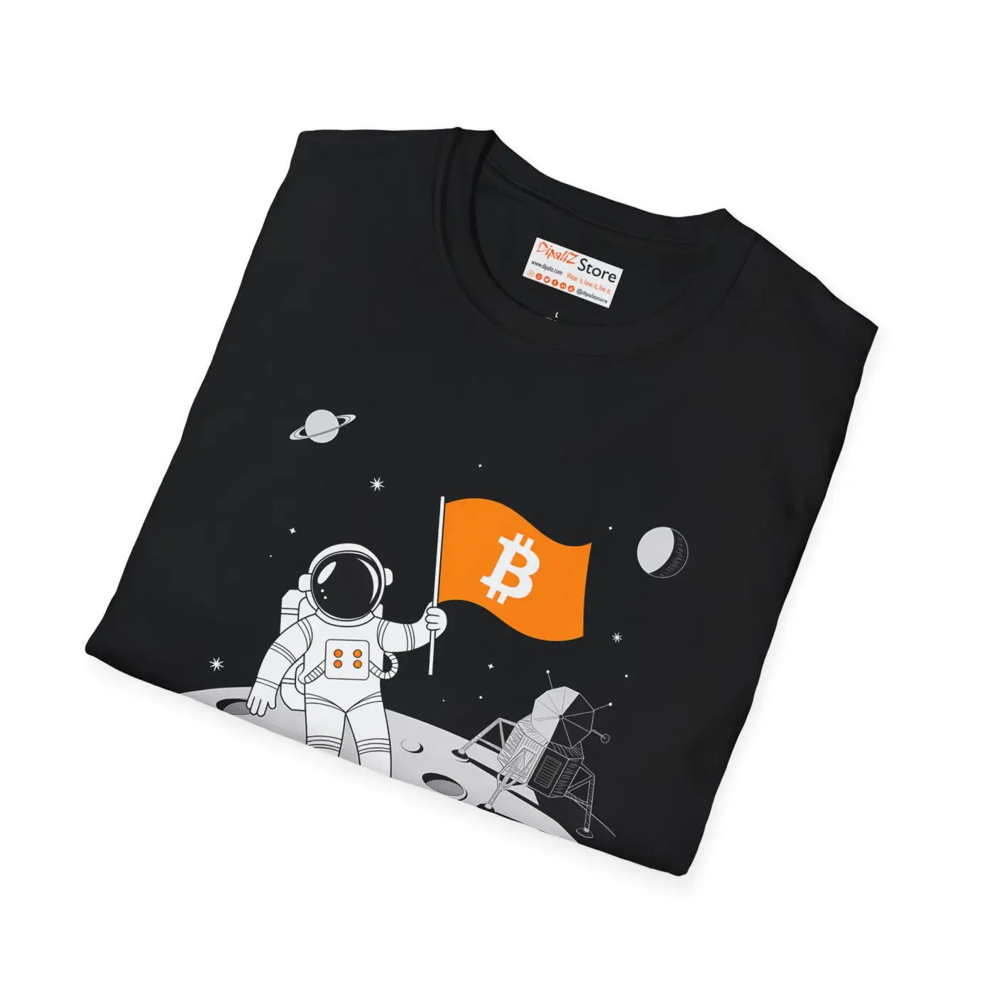 Moon Surface Astronaut Bitcoin Flag Unisex Tee - DipaliZ