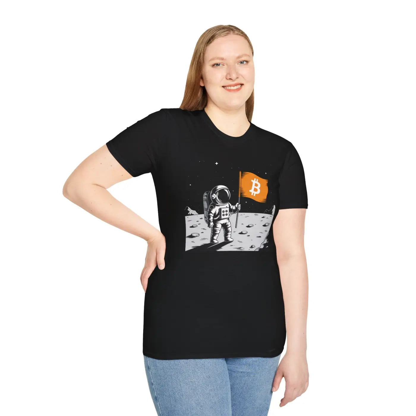 Bitcoin Flag Astronaut Softstyle Tee - Unisex Cotton - DipaliZ