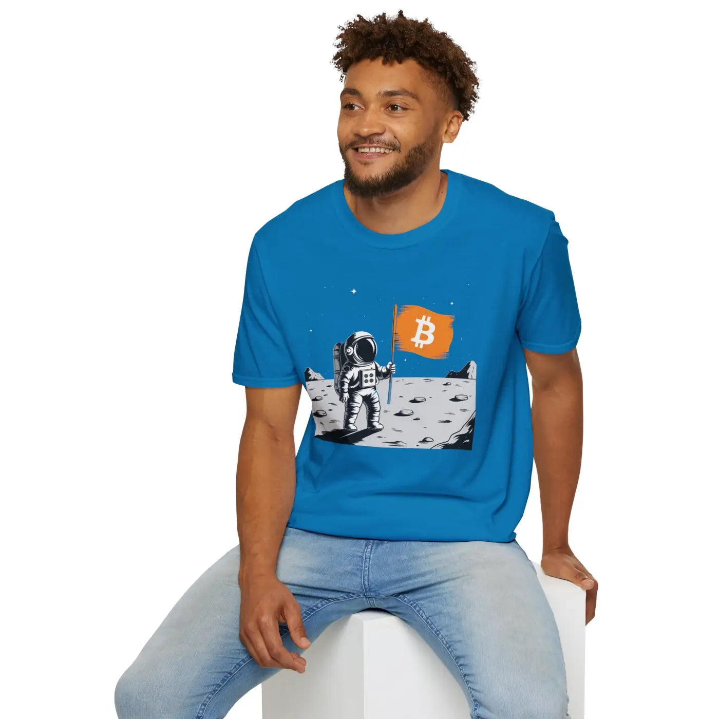 Bitcoin Flag Astronaut Softstyle Tee - Unisex Cotton - DipaliZ