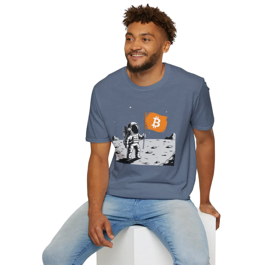 Bitcoin Flag Astronaut Softstyle Tee - Unisex Cotton - DipaliZ