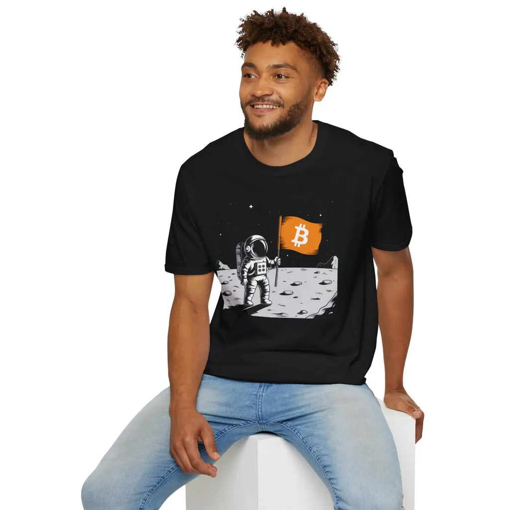 Bitcoin Flag Astronaut Softstyle Tee - Unisex Cotton - DipaliZ