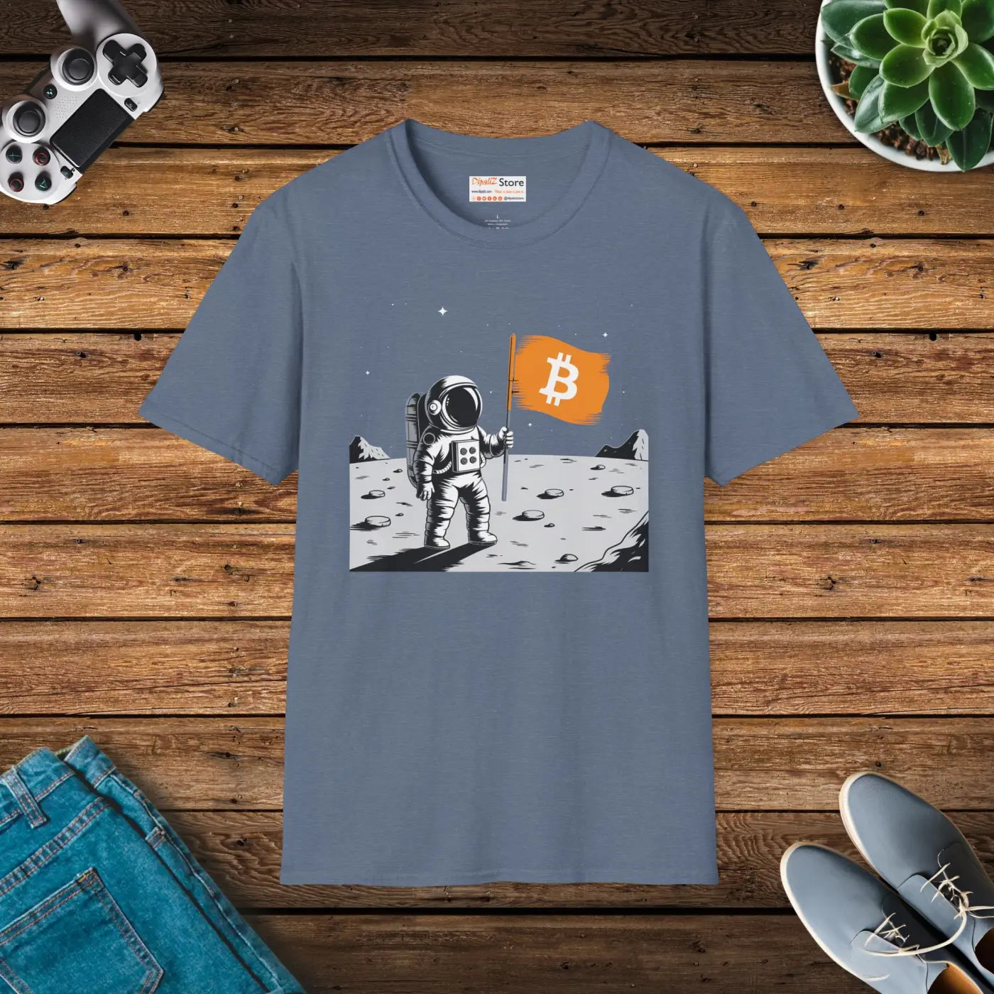 Bitcoin Flag Astronaut Softstyle Tee - Unisex Cotton - DipaliZ
