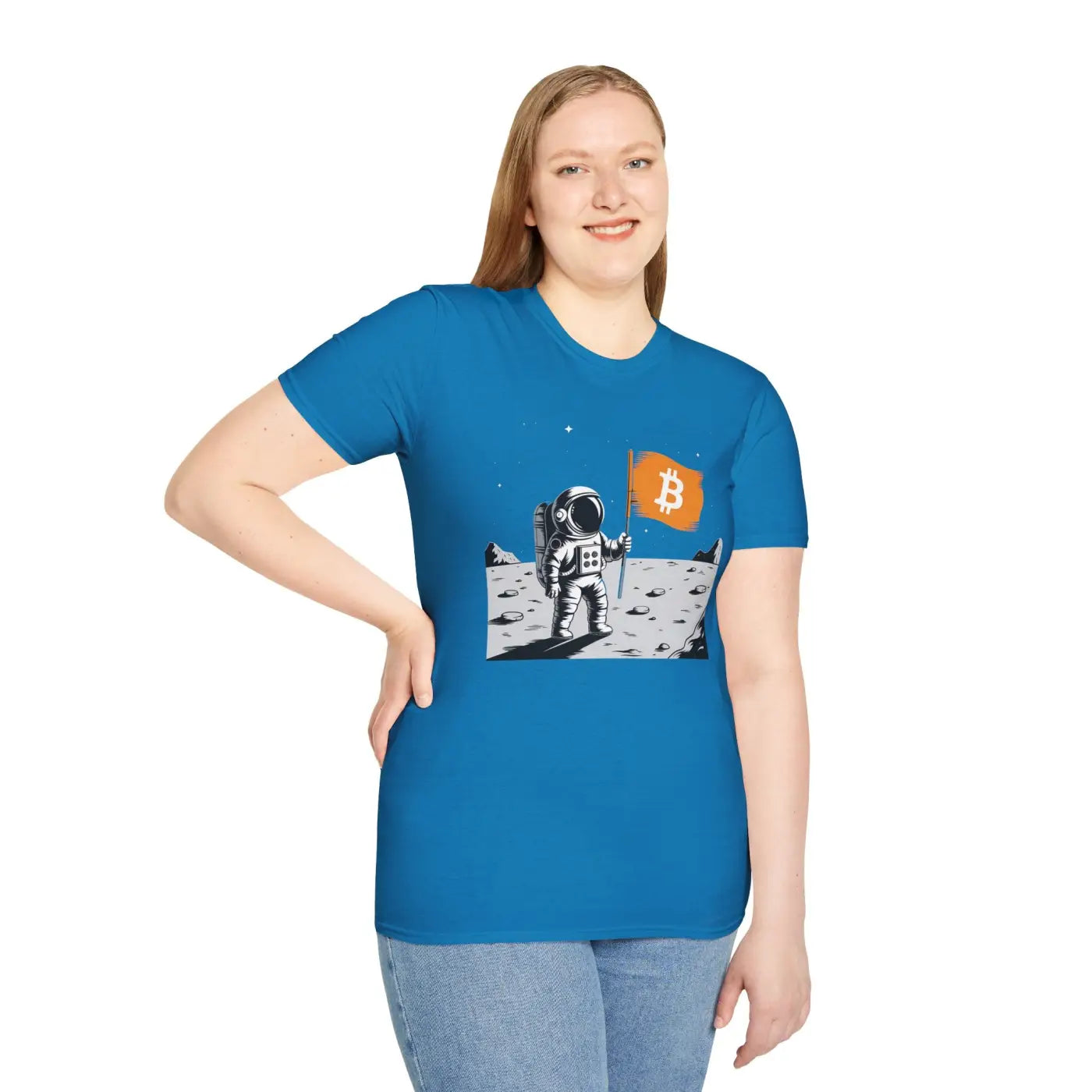 Bitcoin Flag Astronaut Softstyle Tee - Unisex Cotton - DipaliZ