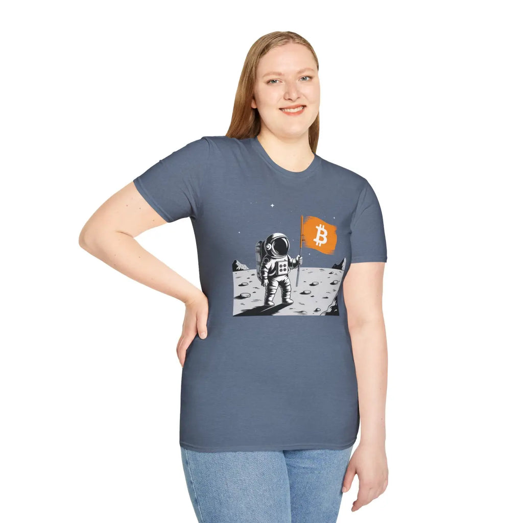 Bitcoin Flag Astronaut Softstyle Tee - Unisex Cotton - DipaliZ