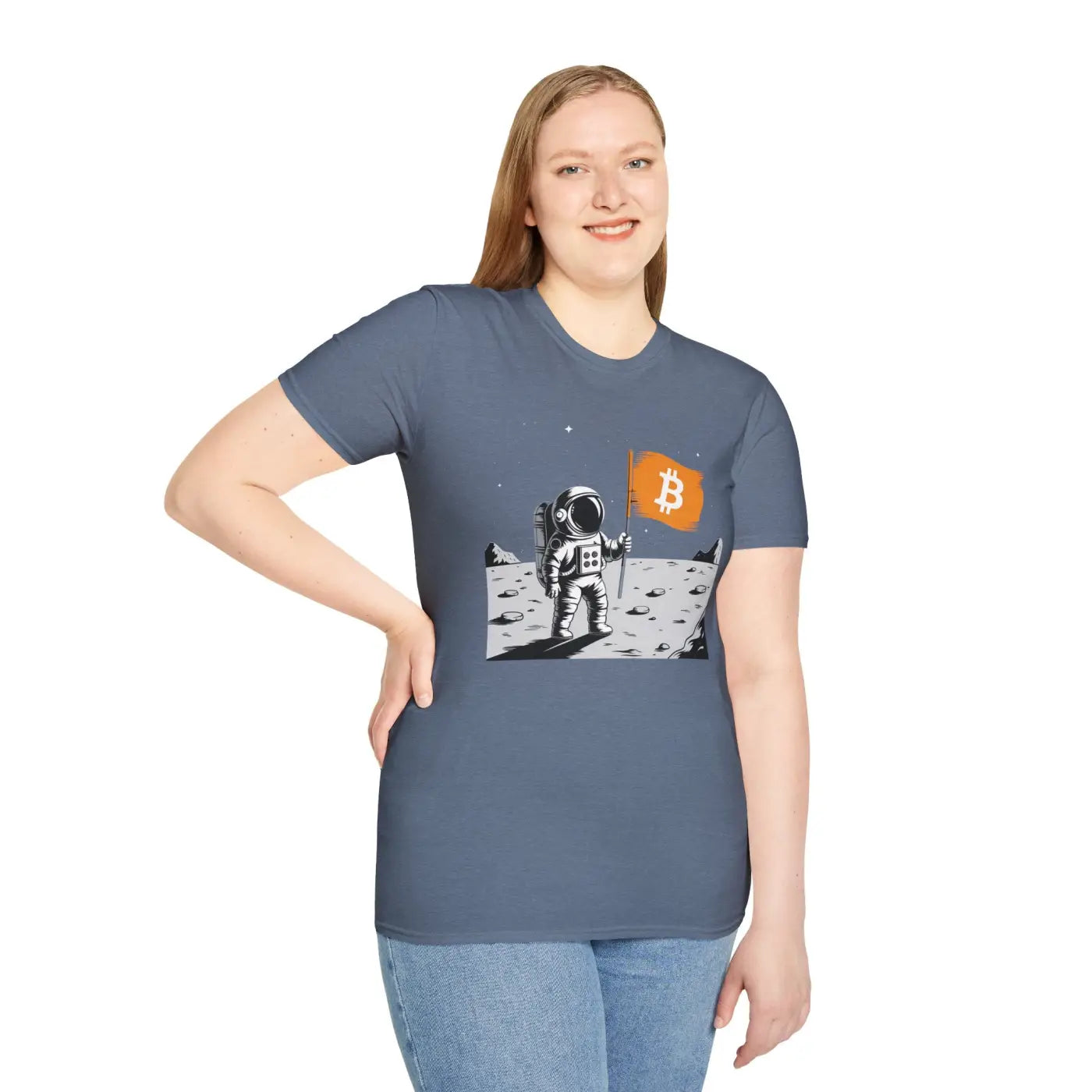 Bitcoin Flag Astronaut Softstyle Tee - Unisex Cotton - DipaliZ