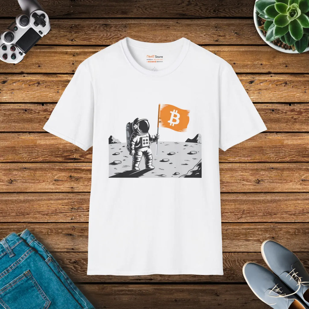 Bitcoin Flag Astronaut Softstyle Tee - Unisex Cotton - DipaliZ